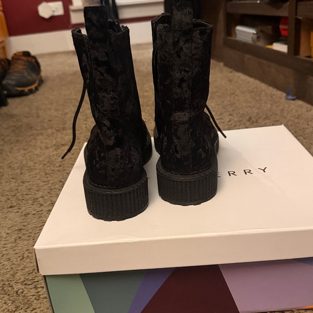 Katy Perry Collections Black Velvet Combat Boots - Picture 3 of 7